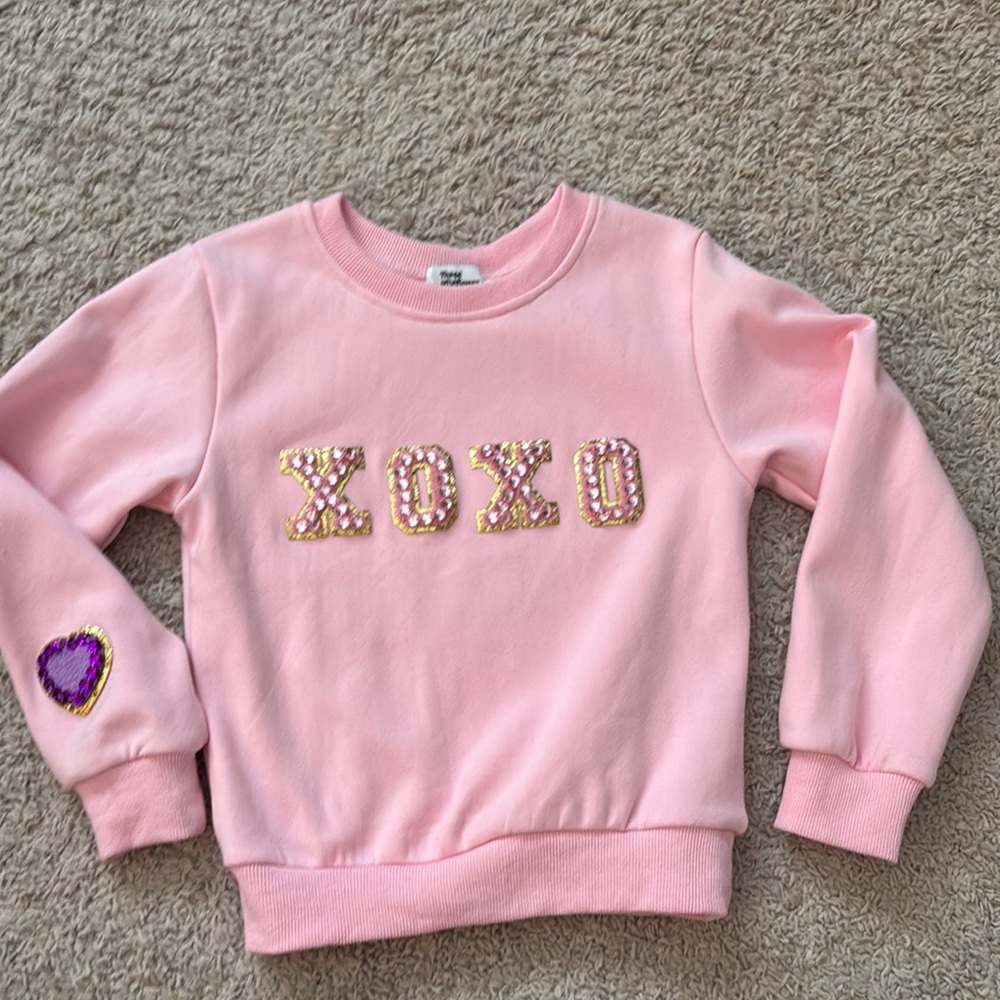 Pink Kids Sweatshirt with XOXO Design
